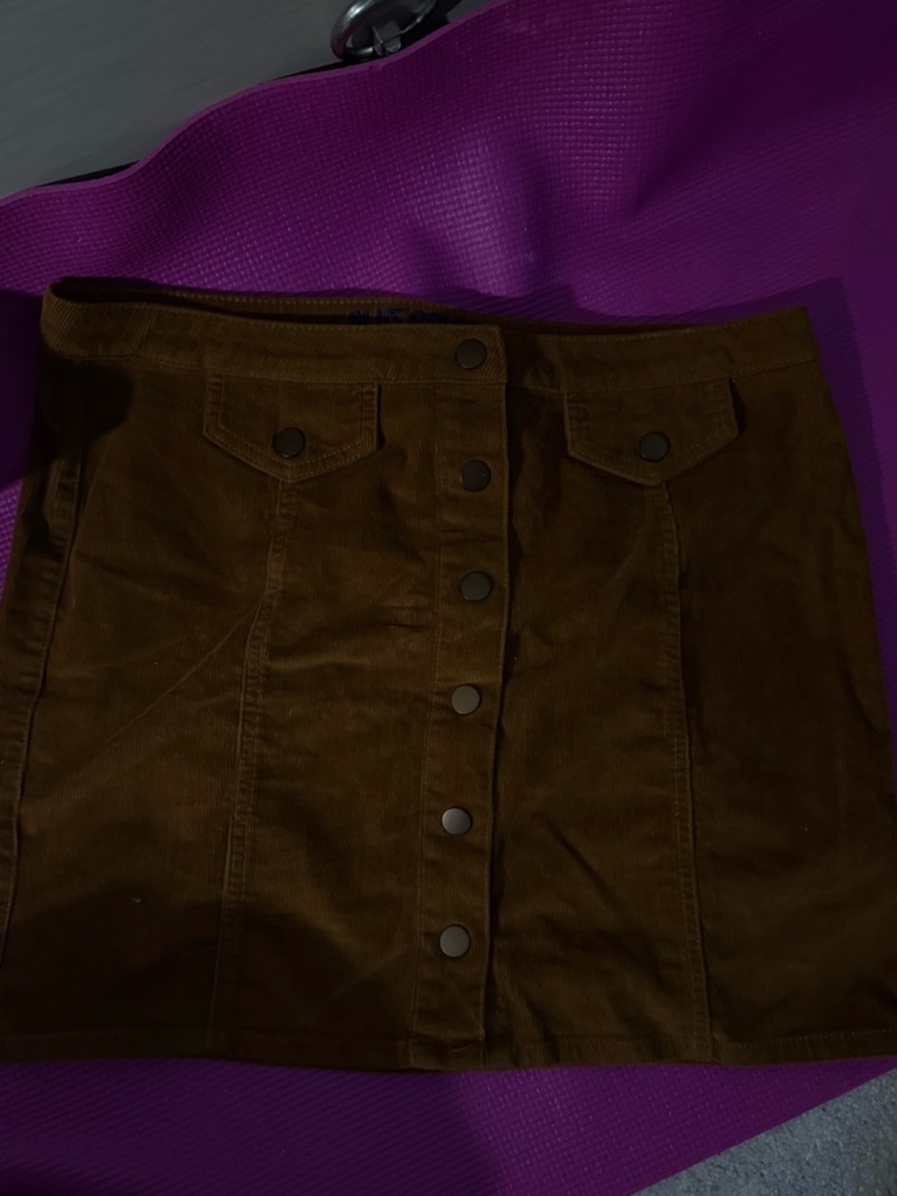 Button-Front Corduroy Mini Skirt in Dark Brown